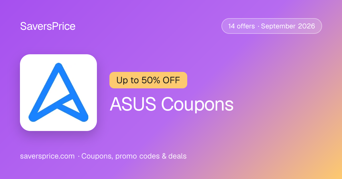 Code Input Logo Up to 50% Off ASUS Promo Codes — September 2026 | SaversPrice