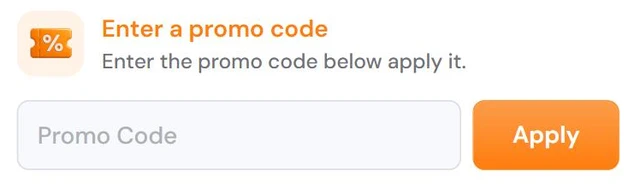Carla promo code page: "Enter a promo code" with a Promo Code box and an orange Apply button