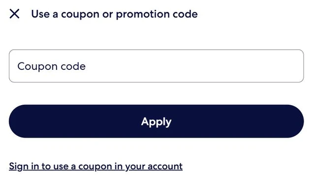 Hotels.com 'Use a coupon or promotion code' panel with a Coupon code box and an Apply button