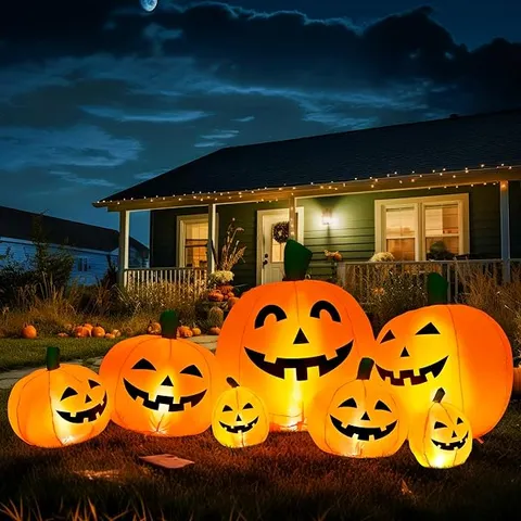 Smiling inflatable pumpkin for the yard