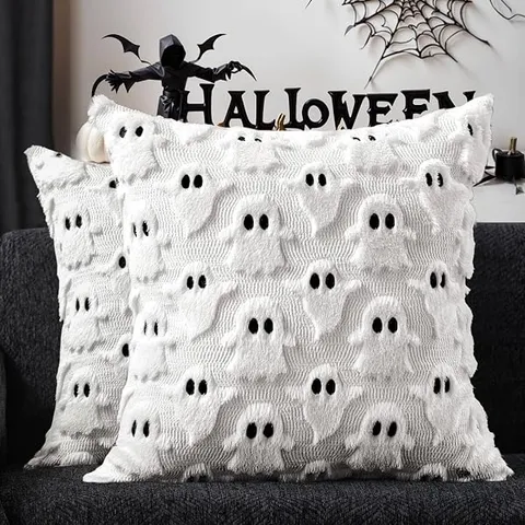 White ghost pillow covers, set of 2